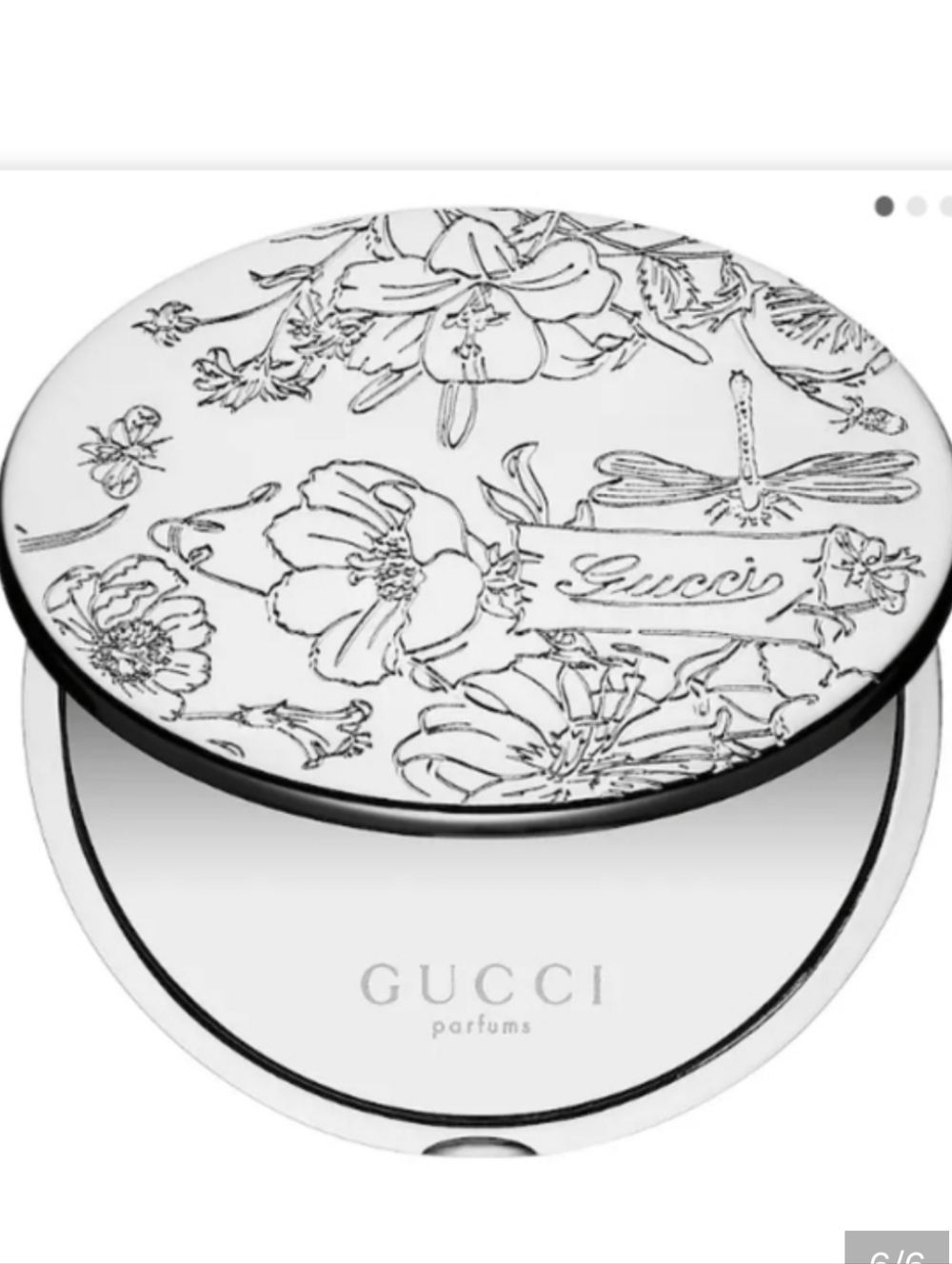 GUCCI Flora Silver Compact Double Sided Mirror NIB - Picture 2 of 2